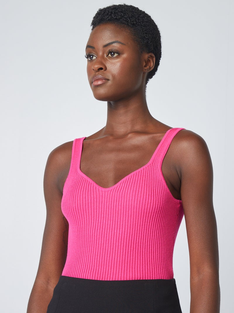 Top de alças de malha canelada ROSA - Kiabi