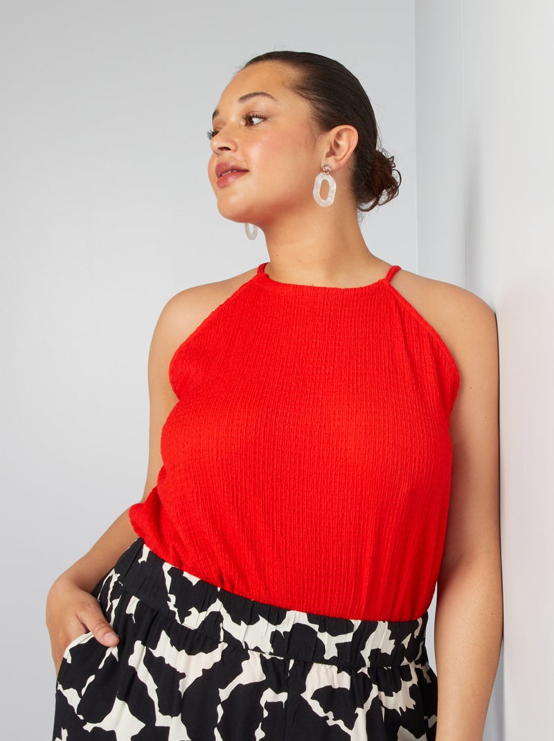 Top de alças de malha gofrada lisa VERMELHO - Kiabi