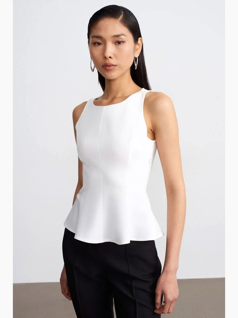 Top de alças em crepe com peplum dilvin Branco - Kiabi