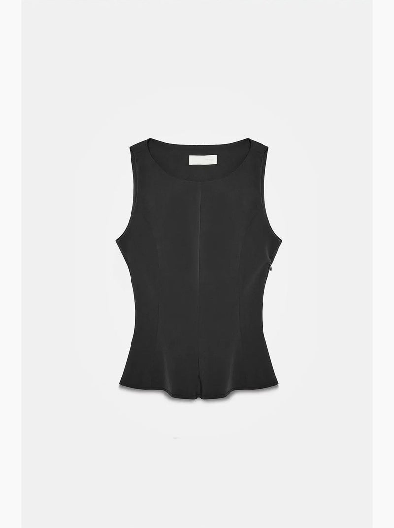 Top de alças em crepe com peplum dilvin Preto - Kiabi