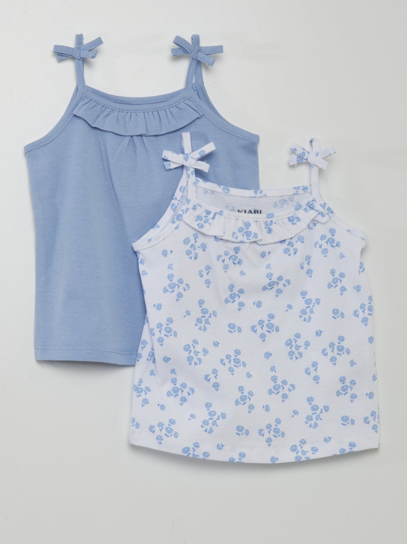 Top de alças em jersey com alças finas com laço - 2 peças BRANCO - Kiabi