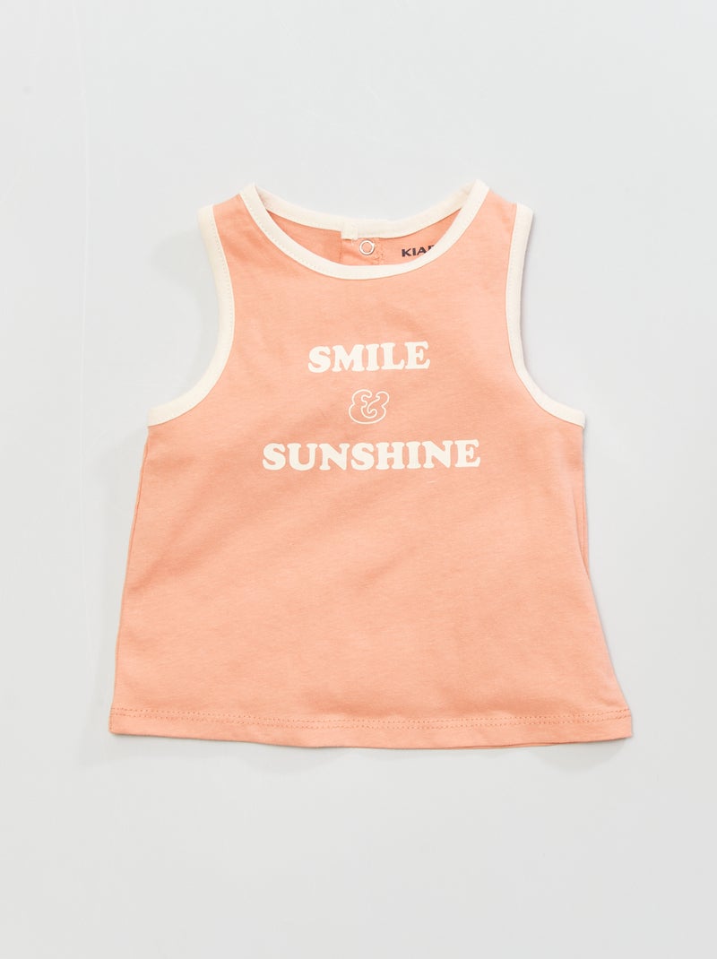 Top de alças em jersey 'smile & sunshine' ROSA - Kiabi