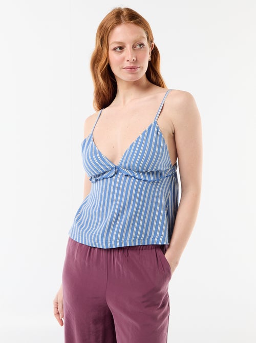 Top de alças em linho misto - Kiabi