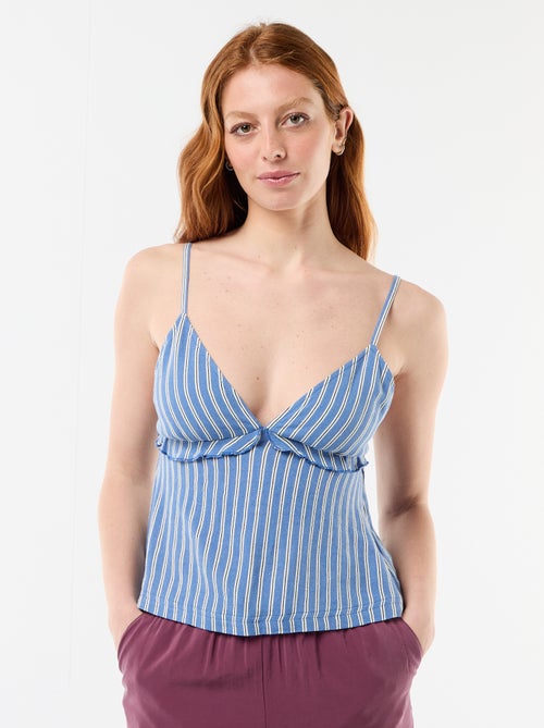Top de alças em linho misto - Kiabi