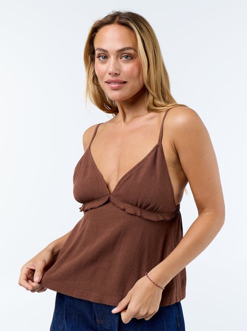 Top de alças em linho misto - Kiabi