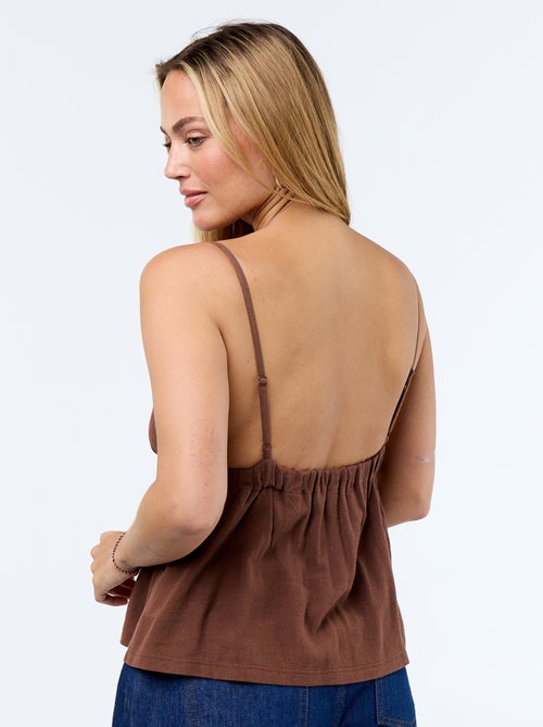 Top de alças em linho misto - Kiabi