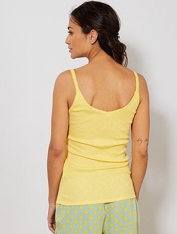 Top de alças em malha canelada e acabamento de renda - Kiabi