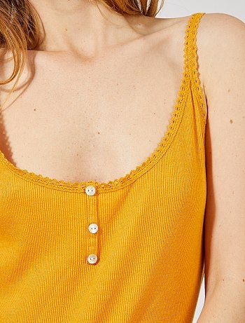 Top de alças em malha nervurada - Kiabi