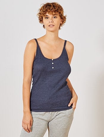 Top de alças em malha nervurada - Kiabi