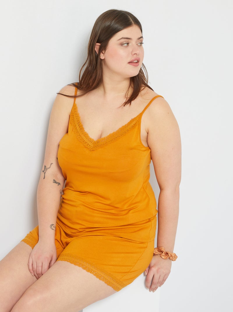 Top de alças em renda AMARELO - Kiabi