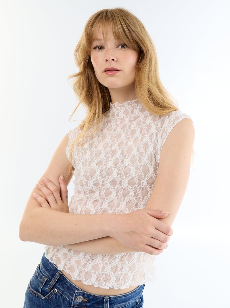Top de alças em renda Branco - Kiabi
