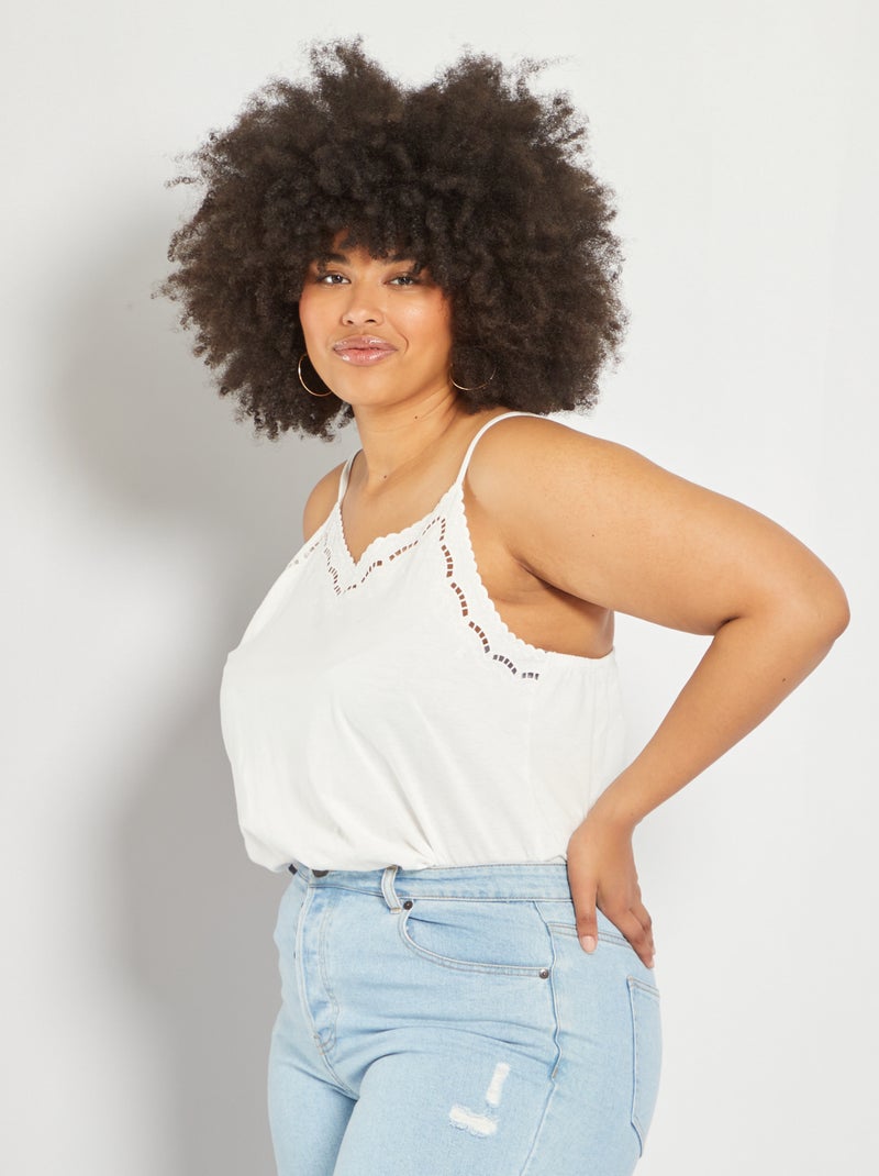 Top de alças em renda Branco - Kiabi