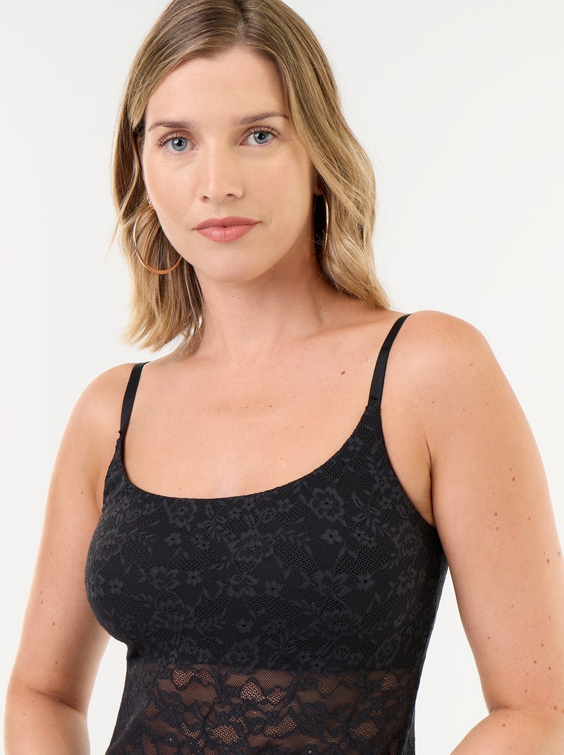 Top de alças em renda elástica Preto - Kiabi