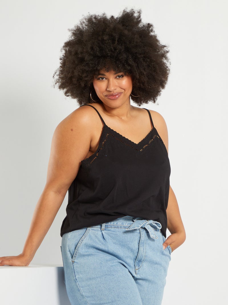 Top de alças em renda Preto - Kiabi