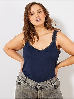 Top de alças em viscose elástica com renda - Kiabi