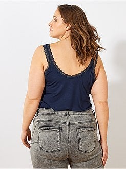 Top de alças em viscose elástica com renda - Kiabi