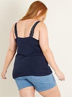 Top de alças em viscose elástica com renda - Kiabi