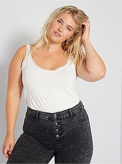 Top de alças em viscose elástica com renda - Kiabi