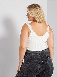 Top de alças em viscose elástica com renda - Kiabi