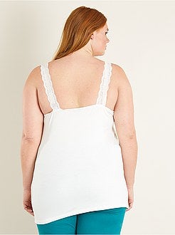 Top de alças em viscose elástica com renda - Kiabi