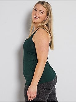 Top de alças em viscose elástica com renda - Kiabi