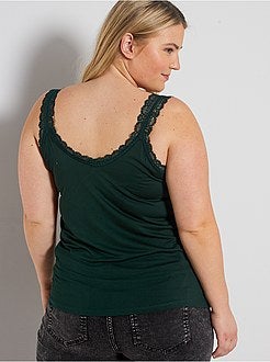 Top de alças em viscose elástica com renda - Kiabi