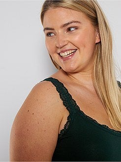 Top de alças em viscose elástica com renda - Kiabi