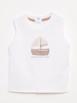 Top de alças estampado 'barco'