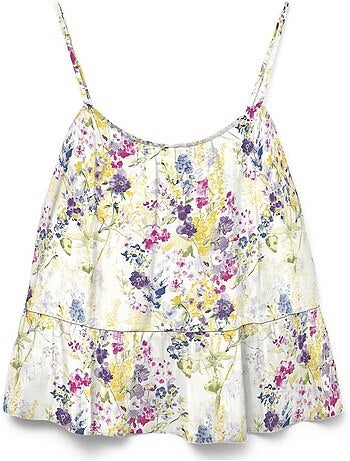 Top de alças estampado branco vero moda para mulher