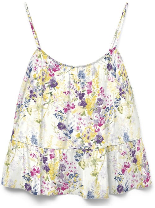 Top de Alças Estampado Branco Vero Moda para Mulher - Kiabi Top de Alças Estampado Branco Vero Moda para Mulher - Kiabi