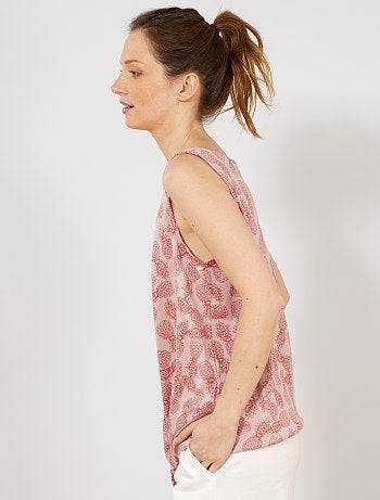 Top de alças estampado com base para atar - Kiabi