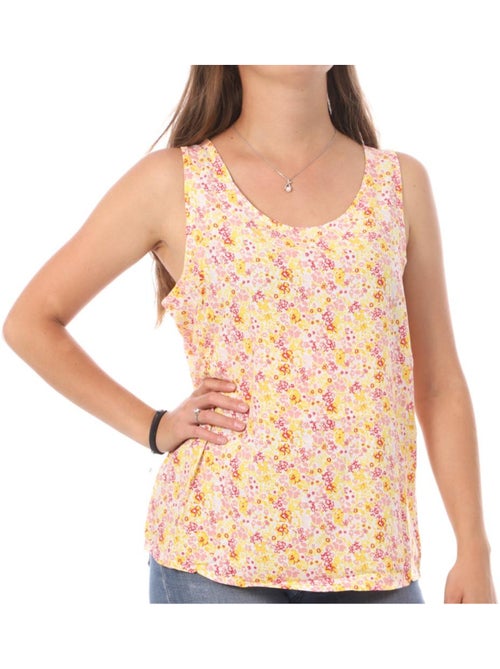 Top de Alças Estampado Vero Moda Easy para Mulher Amarelo/Rosa - Kiabi Top de Alças Estampado Vero Moda Easy para Mulher Amarelo/Rosa - Kiabi