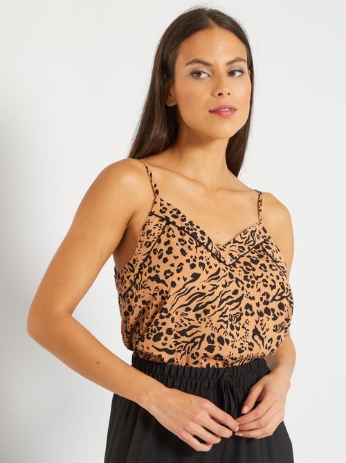 Top de alças finas com estampado 'leopardo' - Kiabi