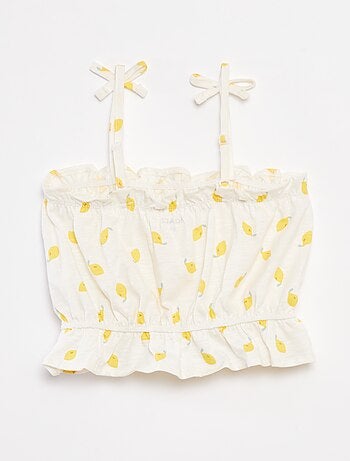 Top de alças finas com folhos