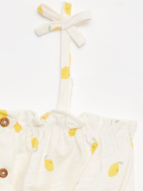 Top de alças finas com folhos - Kiabi