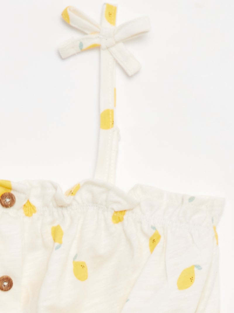 Top de alças finas com folhos BRANCO - Kiabi