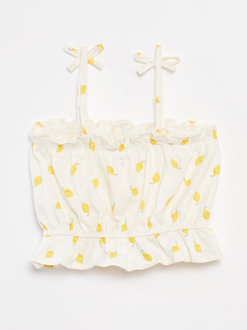 Top de alças finas com folhos - Kiabi