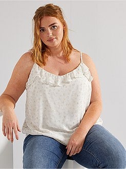 Top de alças finas com folhos - Kiabi