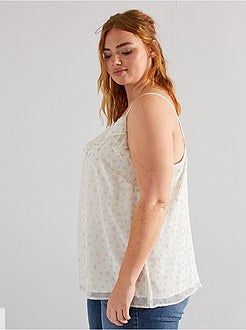 Top de alças finas com folhos - Kiabi