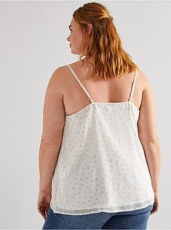 Top de alças finas com folhos - Kiabi