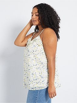 Top de alças finas com folhos - Kiabi