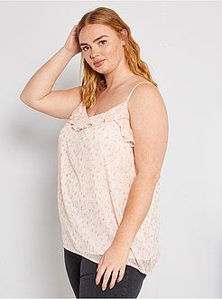 Top de alças finas com folhos - Kiabi