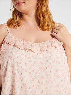 Top de alças finas com folhos - Kiabi