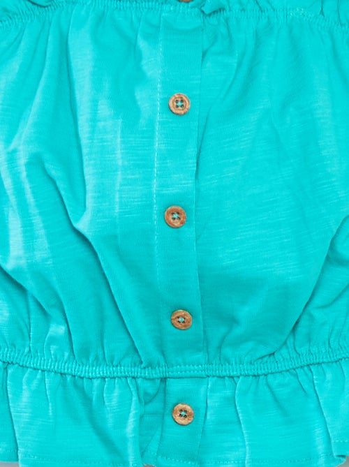 Top de alças finas com folhos - Kiabi