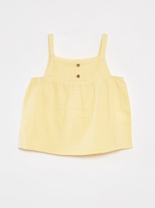 Top de alças finas em gaze de algodão - Kiabi