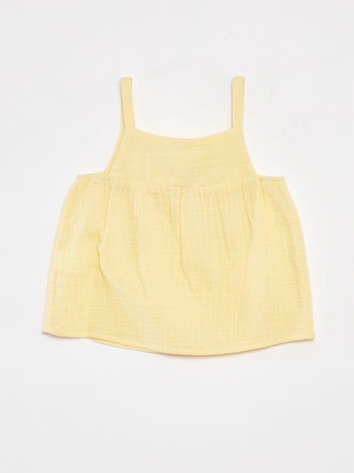 Top de alças finas em gaze de algodão - Kiabi