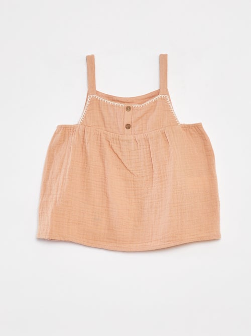 Top de alças finas em gaze de algodão - Kiabi