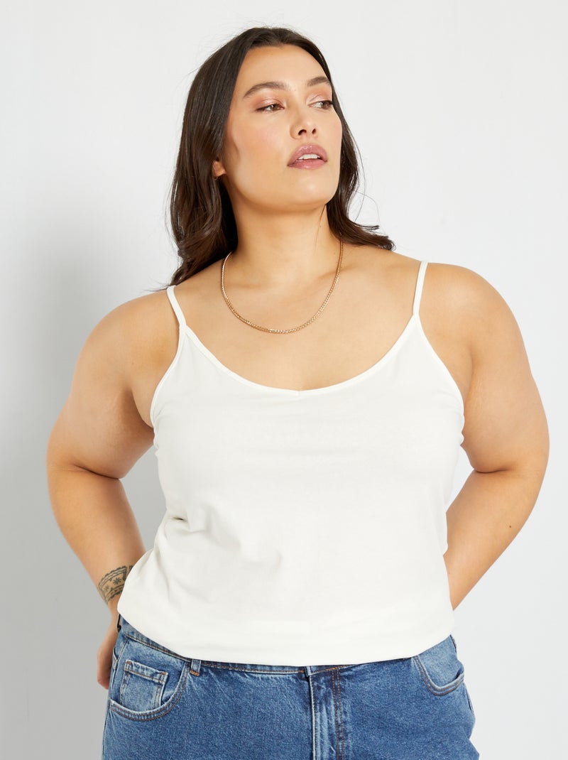 Top de alças finas em jersey Branco - Kiabi