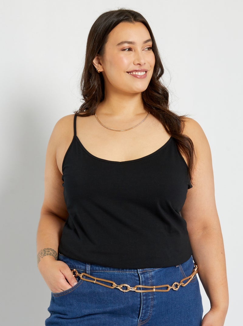 Top de alças finas em jersey Preto - Kiabi