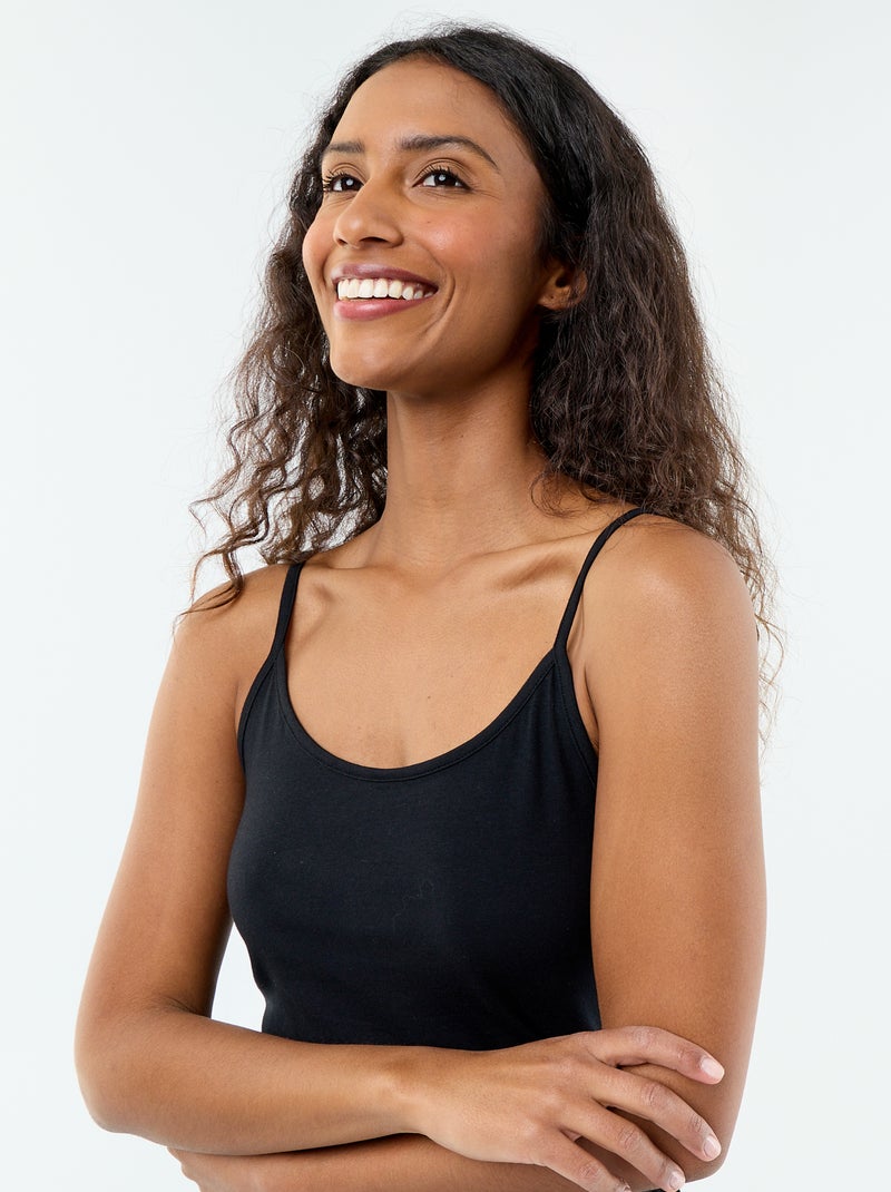 Top de alças finas evasé Preto - Kiabi